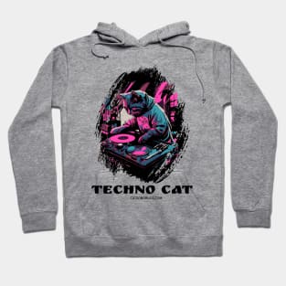 Techno cat - Catsondrugs.com - rave, edm, festival, techno, trippy, music, 90s rave, psychedelic, party, trance, rave music, rave krispies, rave flyer Hoodie